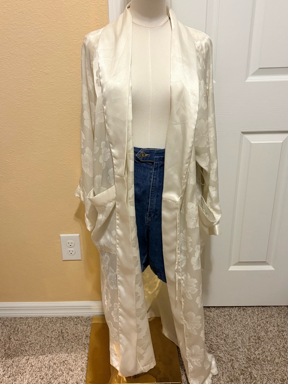 Vintage Victoria's Secret Cream Satin Floral Detail